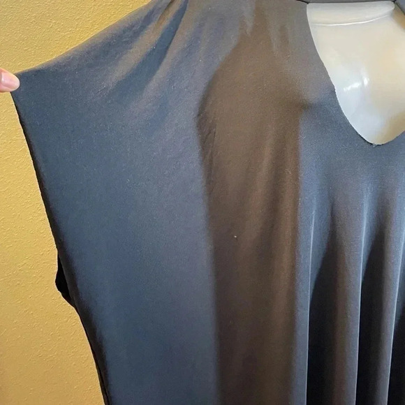 Audrey 3+1 Top T-Shirt Choker Collar Short Sleeve Boxy Tunic Sexy Black Gray OS - Picture 6 of 12